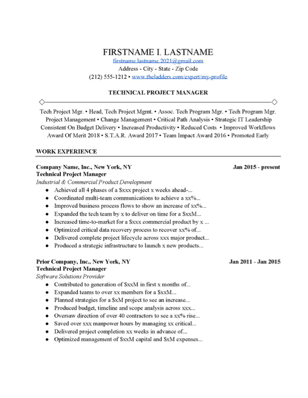 Project Management Resume It Project Manager Free Resume Samples Blue Sky Resumes Writing 